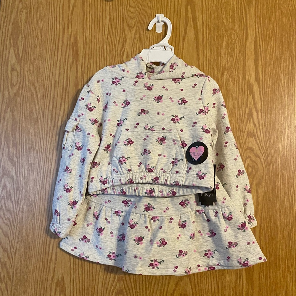 Floral Hoodie and Skirt Set Girls First